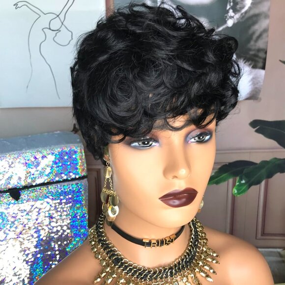 Short Curly Pixie Cut Wig Human Hair for Black Women Short Human Hair Pixie Cut - Picture 4 of 9